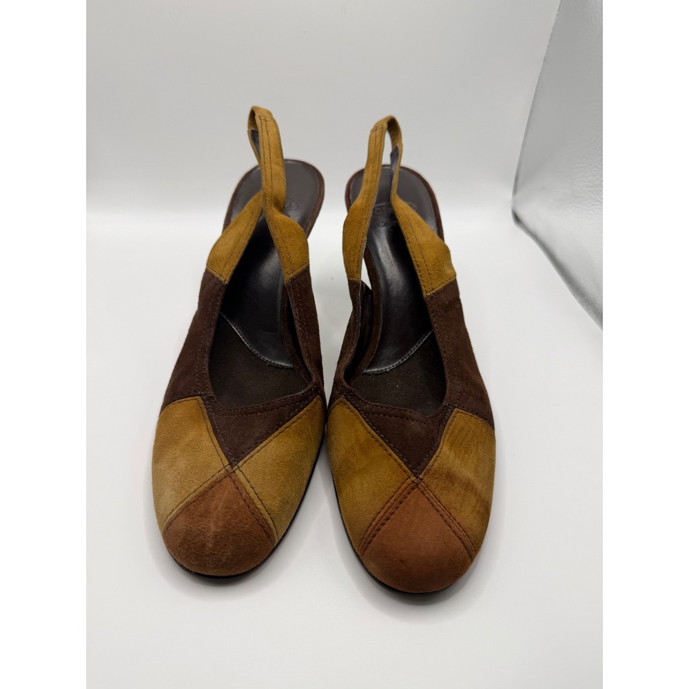Circa Joan & David DJALLENPARK Brown Suede Patchwork Slingback Heels 8.5M